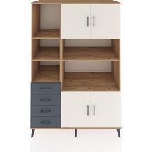 Kronos Dolap 8 Raflı 4 Çekmeceli 4 Kapaklı 132x59x195 Çam-aytaşı/antrasit Aytası/antrasıt