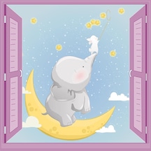 Çocuk Odası Bebek Odası Pencere Poster Duvar Kağıdı Yıldız Toplama Acı Kahve