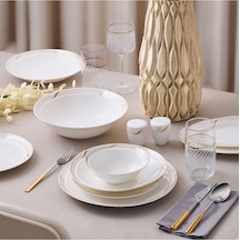 Aryıldız Crystal Provence Gold 56 Parça 12 Kişilik Yemek Takımı Beyaz