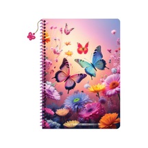 Keskin A4 Çizgili Charmlı Kelebek Defter - Kelebekler Çok Renkli