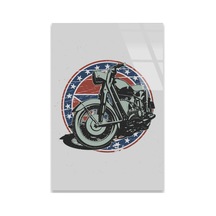 Motosiklet Amerikan Bayrak Arması - Cam Tablo - Deg0512 35 X 50 Cm