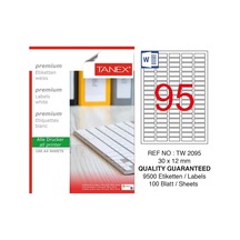 Tanex TW-2095 30x12mm Kuşe Laser Etiket 100 Lü Paket
