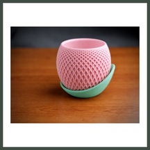 Bezos 3d Baskı Küre Saksı - Kafes Dokulu İki Parçalı Dekoratif Saksı - Pembe-mint Nhr Standart 93746172
