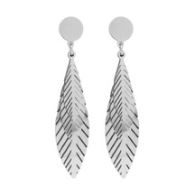 Kadın Çelik 3 Yapraklı Küpe Gümüş Renk Çelik