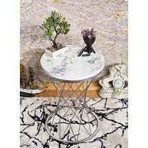 Krom Kaplama Pota Sehpa - Sehpa - Ahşap Sehpa - Metal Sehpa - Sun 001