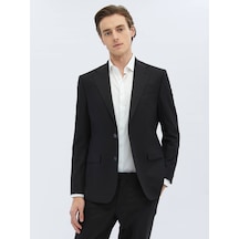 Kip Siyah Mikro Modern Fit Yün Karışımlı Takım Elbise 6 Drop Siyah
