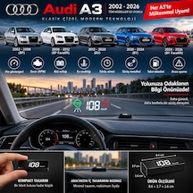Audi A3 2002-2026 Modeller İçin Head Up Display Hayalet Gösterge Ekranı Ön Cam Hız Göstergesi