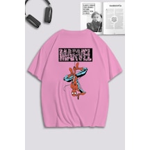 Unisex Kadın Erkek Marvel Spiderman Ön Arka Baskılı Özel Tasarım Oversize T-shirt Pembe Mck0177 Pembe