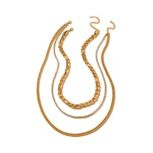 Chavin 3 Katmanlı Taşlı Gold Alloy Kadın Zincir Kolye En19 Altın