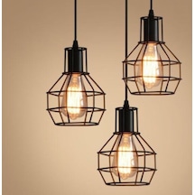 Riolight Retro Üçlü Kafesli Sarkıt Avize Yuvarlak Taban Çap:30Cm