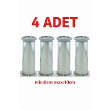 Ludıa Metal Ayarlanabilir 4 Adet Mobilya Ayağı Metal Tablalı 8cm Gri