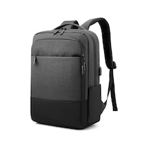 Shineyee 15.6" Usb Bağlantılı Şarj Portlu Büyük Kapasiteli Oxford Kumaş Laptop Sırt Çantası - Seyahat Ve İş Kullanımı Koyu Gri