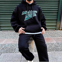 Startmore Adrift Unisex Erkek/kadın Michigan Renkli Özel Baskılı Oversize Kapüşonlu Sweatshirt Siyah Siyah