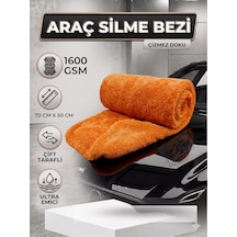 1600 Gsm Çift Taraflı Araç Kurulama Havlusu 70x50 Cm - Ultra Emici Mikrofiber Oto Bezi Turuncu
