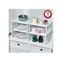 4'lü Dolap İçi Düzenleyici Raf Seti, Metal Tasarım, Pratik Ve Şık Kullanım Metal Ayaklı Beyaz - 825661851 Beyaz