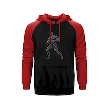 Black Panter Gold Kırmızı Renk Reglan Kol Kapşonlu Sweatshirt Kırmızı