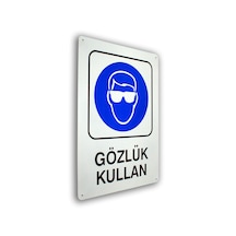 Metal İş Güvenliği Ve Uyarı Levhaları 25 36 Cm. Gözlük Kullan