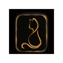 Led Işıklı Kişiselleştirilebilir Kedi Temalı Tablo Gayne Dekoratif Gece Lambası Sarı - 737293250 Sarı