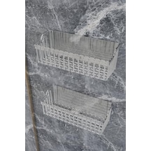 Banyor Yapışkanlı Banyo Rafı, 2'li Banyo Düzenleyici Organizer Banyo Duş Rafı Şampuanlık, Plstik Açık Ahşap