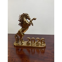 Şahlanan At Figürlü Gold Renk Dekoratif Biblo Ev - Işyeri - Ofis Için Süs 15 Cm