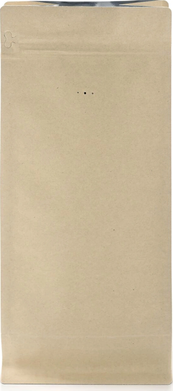 Valfli Flat Bottom Açık Kraft Alüminyum Önden Kilitli Ambalaj 14x33+5 Cm-1000 Gr. 50 Adet