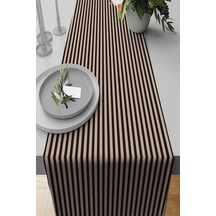 Kahverengi Çizgili Desen Premium Masa Örtüsü Runner Rnr281n11