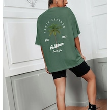 California Baskılı Unisex Oversize Tshirt Yeşil