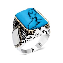 ​Gümüş Kaplan Gözü Taşlı Köşeli Erkek Yüzük (551177231)