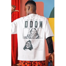 Doctor Doom Süper Film Kahraman Sırt Baskılı Unisex Oversize Tişö Beyaz