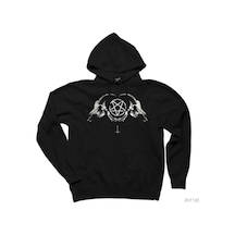 Satan Dual Siyah Kapşonlu Sweatshirt Hoodie Siyah