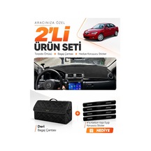 E-biz Mazda 3 2003-2009 Uyumlu Torpido Örtüsü + Deri Bagaj Çantası Seti - Siyah - Ma001