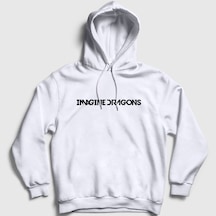Presmono Unisex Logo Imagine Dragons Kapüşonlu Sweatshirt Beyaz