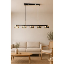 5'li Modern Premium Gold 3 Renkli Ledli Sarkıt Avizesi Salon Mutfak Yemek Masası Şık Modelleri 100w Siyah