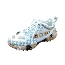 Guja 25y338-9 Kadın Taşlı Sneaker Ayakkabı Beyaz Siyah