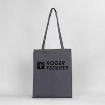 Roger Federer Text Gri Gabardin Bez Çanta