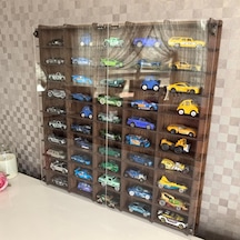 Pleksi Kapaklı 1/64 Ölçek 50araç Hotwheels Matchbox Metal Araç Uyumlu Model Oyuncak Araba Rafı- Çok Renkli