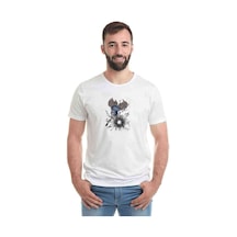 Sasuke Uchiha Curse Mark Metal Rock Baskılı Beyaz Erkek Tshirt