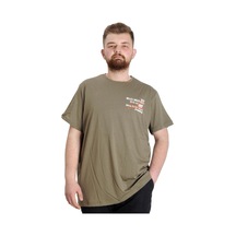 Mode Xl Büyük Beden Erkek T-Shirt Culture 23146 Haki 001