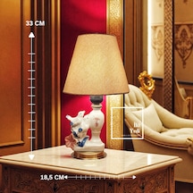 Pratt Porselen Kuş Figürlü Abajur, 33 Cm Masa Lambası, Lüks Dekoratif Aydınlatma Ev Hediyesi Obje Çok Renkli
