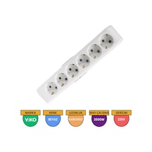 Viko Multi-let 6'lı Grup Priz Topraklı Çocuk Korumalı Klemensli Beyaz - 90113600