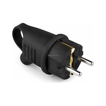 Monofaze Kauçuk Fiş, 16a, Ip44, F Tipi, 220-240v, Vidalı Bağlantı, Darbeye Dayanıklı Kauçuk Gövde, Ce Ve Rohs Belgeli, Şantiye, Atölye, Sanayi, Dış Mekan Kullanımı, Elektrik Fişi Kulplu Eğik