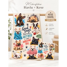 Kedi & Köpek Kurulama Havluları French Bulldog Desenli Hızlı Kuruyan 50x100cm