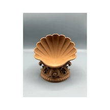 Terracotta Renkli Deniz Kabuğu Tasarımlı Dekoratif Kase - Detaylı Okyanus Temalı Takı Ve Takı Organizatörü, Estetik Masaüstü Süsü, Ev Ve Ofis Aksesuarı 11x11 Cm
