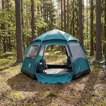 4 Kişilik Otomatik Kamp Çadırı Altıgen Tasarım, Çift Kapılı, Suya Dayanıklı, Hızlı Kurulumlu Geniş Aile Outdoor Çadırı 240x240x160 Cm 4915