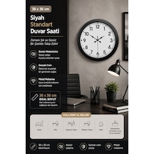 Almira Duvar Saati 36 Cm Siyah Metal Standart Duvar Saati