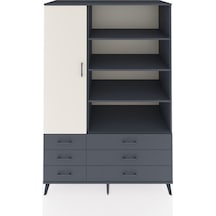 Kronos Dolap 8 Raflı 6 Çekmeceli Tek Kapaklı 132x59x195 Antrasit-aytaşı/antrasit Aytası/antrasıt