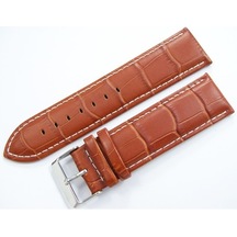 Bizon Deri Saat Kayışı 22Mm Xl Uzun Taba Saat Kordonu Beyaz Dikiş