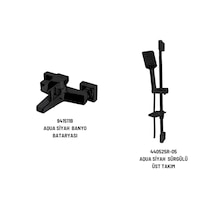 Newarc Aqua 941511B Banyo Bataryası + 440525R-05 Sürgülü Üst Set Siyah