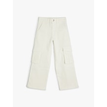 Koton Normal Bel Pamuklu Cepli Kargo Pantolon Beyaz 5skg40093ad Beyaz