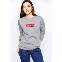 Rocky Baskılı Gri Kadın Sweatshirt